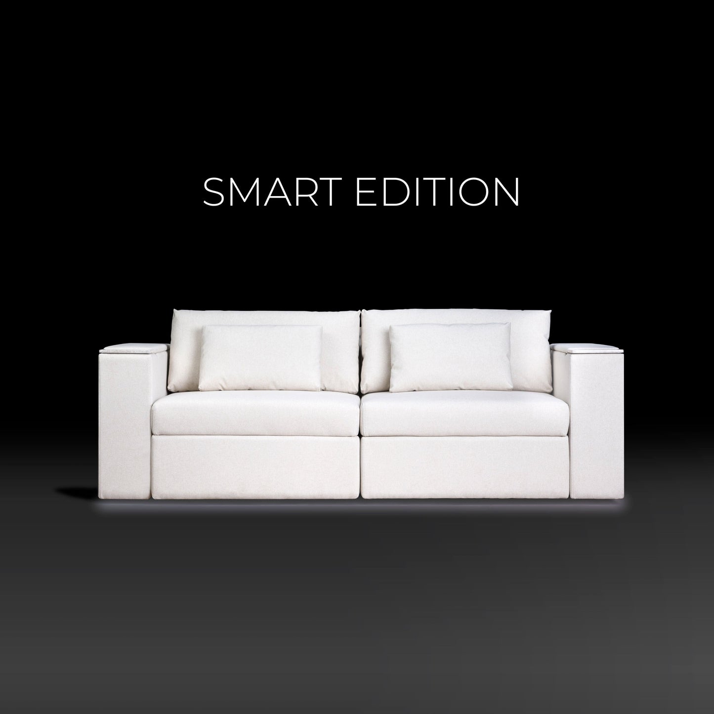 Rezy Design Two-Seater Sectional Smart Sofa furnishing with white ambient lighting