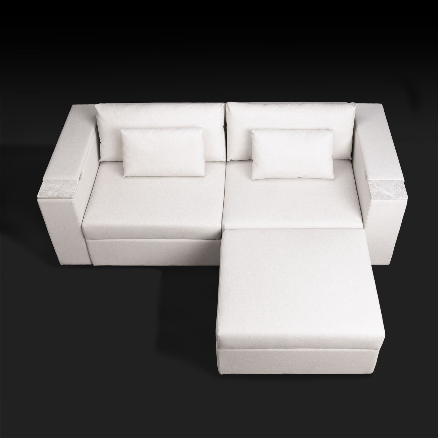 Rezy Furniture Store's Two-Seater Sectional with an Ottoman