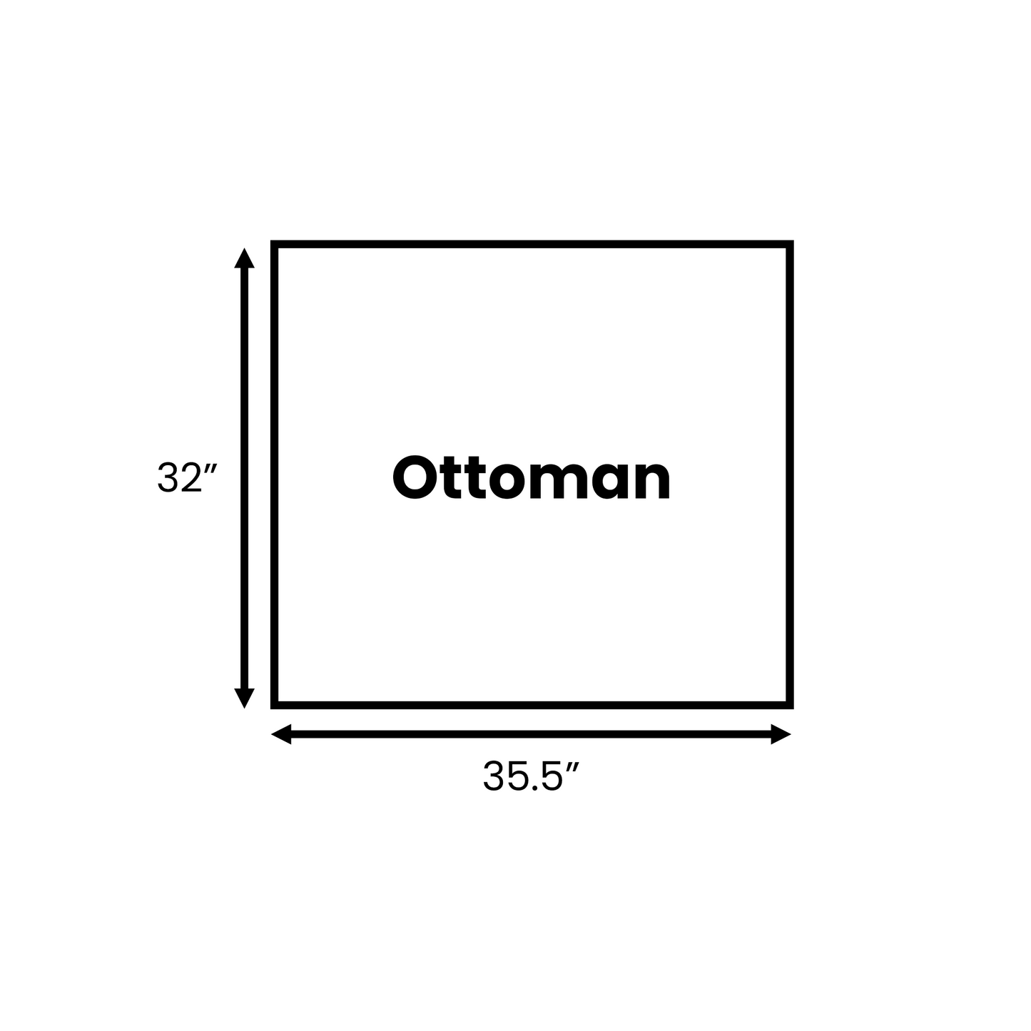 Dimensions of the Rezy Sofa Ottoman add-on