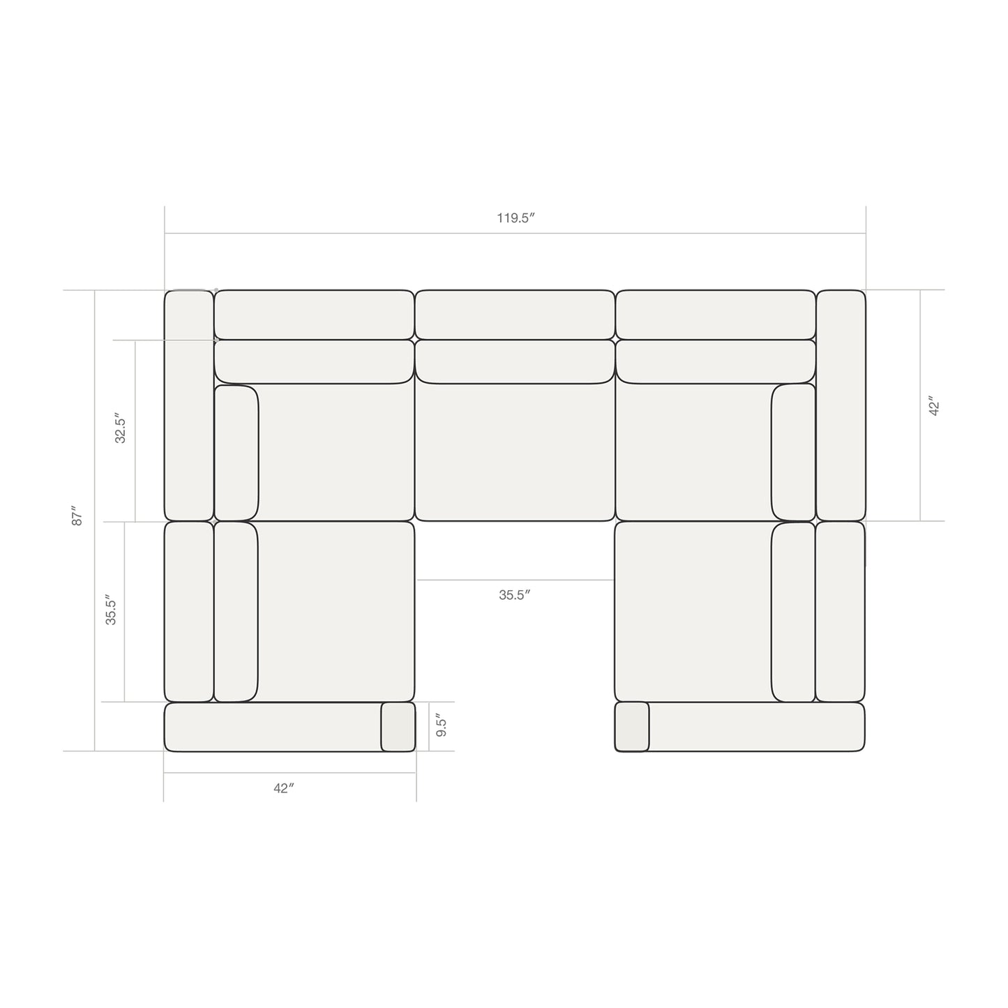 Three Seater - With 2 corner seats