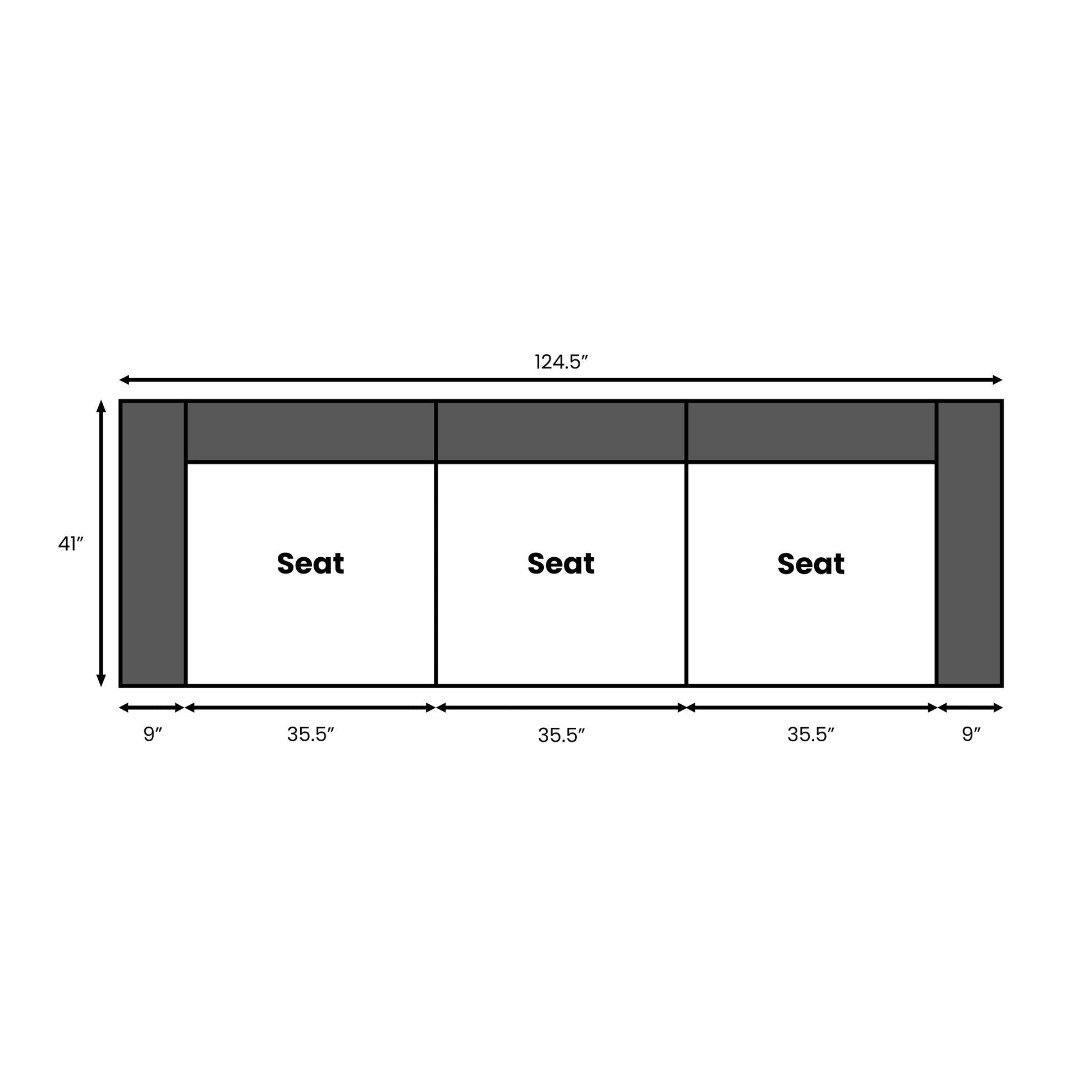 Dimensions of the Rezy Sofa Three-Seater Sectional