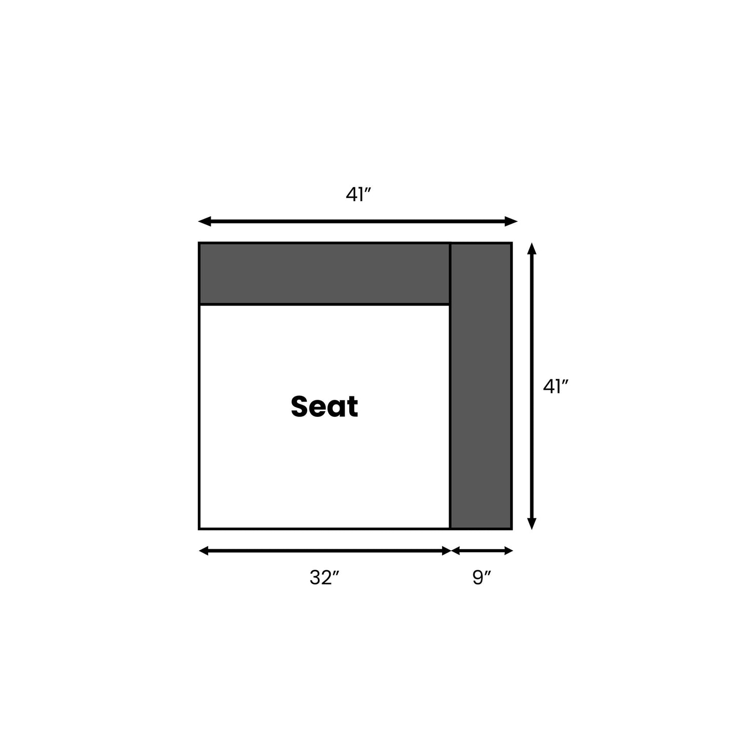 Dimensions of the Rezy Sofa Corner Seat add-on
