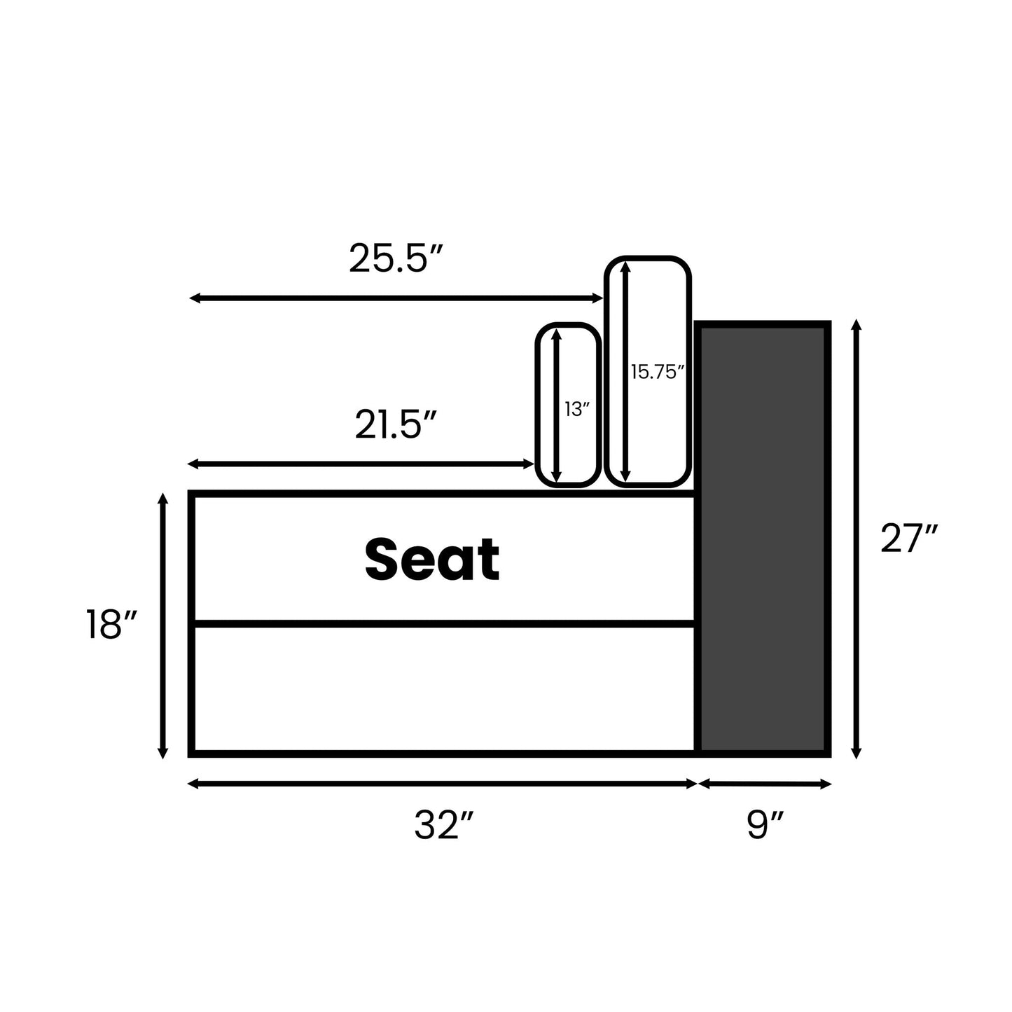 Seat dimensions of the Rezy Sofa Sectional