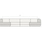Dimension diagram of the Rezy Flow four-seater sectional, u shape, front view with seat heights