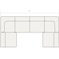 Dimension diagram of the Rezy Flow four-seater sectional, u shape, top view
