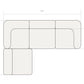 Dimension diagram of the Rezy Flow three-seater sectional, right open chaise, top view