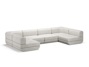 White Rezy Flow four-seater sofa bed sectional, u shape configuration